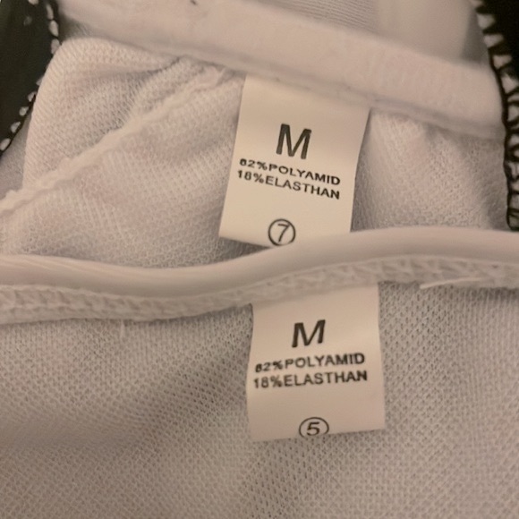 New Art Deco Print Halter Bandeau 2 Piece Bikini Swimsuit Set Black White M - Picture 12 of 13